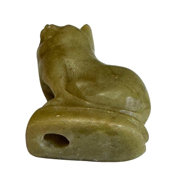 Mini New Jade Carved Cat Figurine 1 3/4" Hand Carved Stone Animal Green - Picture 6 of 6